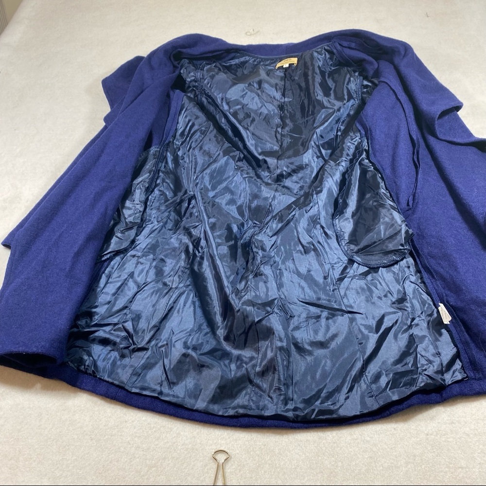 PIKO Open Wool Cloak Coat Blue Large long sleeve Cape Wool blend woman’s… - Picture 9 of 16